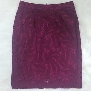 CAbi purple/pink/ fuchsia lace skirt with zipper closure size 4